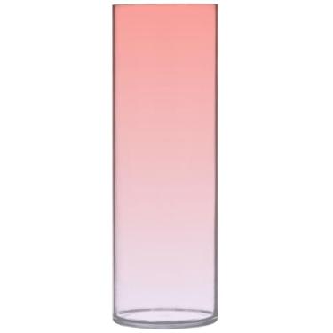 Imagem de Vaso de flores de cilindro gradiente de lavanda rosa coral para mesa vasos altos de plástico personalizado decoração de mesa moderna floral fofa, 30 cm x 9,9 cm