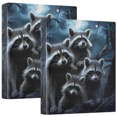 Imagem de Fichário personalizado guaxinim luar animal de 3 cm comporta 3 anéis, 200 folhas, pastas, anel redondo fofo, fichário resistente, 31,5 x 27 x 6 cm, 1 pacote