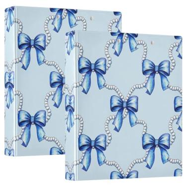 Imagem de Fichários fofos com 3 argolas azuis claras, contas de pérola, 200 folhas, pasta decorativa para escritório, 31,5 x 27 x 6 cm, 1 pacote