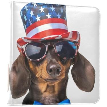 Imagem de Álbum personalizado de 3 anéis de chapéu americano de cachorro Dachshund Álbum de fotos de couro 10 x 15 cm, álbum de recortes de 12 x 17 cm, livros autoadesivos de memória para lembranças, presentes