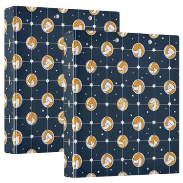 Imagem de Fichários personalizados com 3 anéis de vôlei Galaxy Navy 3 cm comporta 200 folhas, fichário de prancheta, anel redondo fofo, fichário de escritório, 31,5 x 27 x 6 cm, pacote com 2
