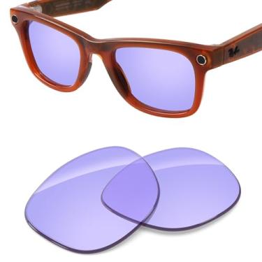 Imagem de Tintart Lentes de substituição de desempenho compatíveis com óculos RayBan Meta Wayfarer RW4008 53 mm AI-roxo claro, proteção UV, transição, resistente a arranhões