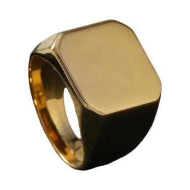 Imagem de Anel Grande Quadrado De Aço Inoxidável Para Homens E Mulheres Polido P