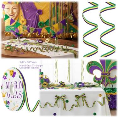 Imagem de Norme Fita de gorgorão de 3/20.3 cm x 50 jardas fita de gorgorão roxo dourado verde fita de poliéster para artesanato, embrulho de presente, decoração de festa, costura e projetos DIY