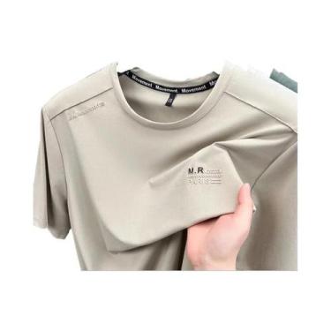 Imagem de Camiseta Masculina De Luxo Em Seda Com Manga Curta, Respirável E Confo