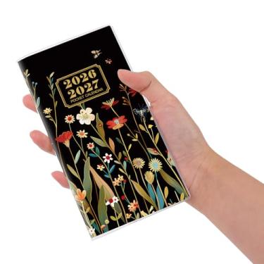 Imagem de Calendário de bolso 2026-2027 para bolsa, agenda de bolso mensal de 2 anos, 16,5 x 9 cm, janeiro de 2026 a dezembro de 2027, calendário pequeno para organização e planejamento (borboleta dourada)