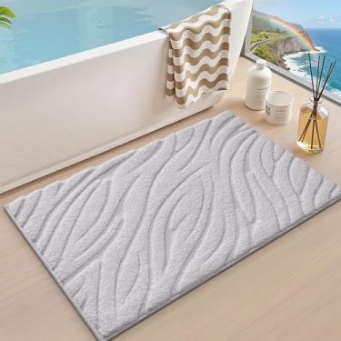 Imagem de LUMI Tapete de banheiro minimalista, tapete de banho macio absorvente antiderrapante, tapete de microfibra de secagem rápida para banheiro moderno, banheira, 43 cm x 76 cm, Alpine
