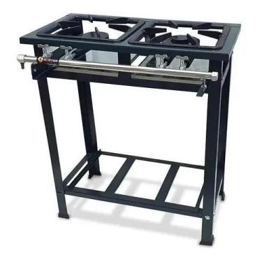 Imagem de Fogão Industrial 2 Bocas Baixa Pressão Queimador Simples e Duplo Perfi