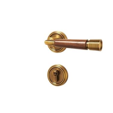 Imagem de PXNQMTJM Fechadura de porta de madeira chinesa para quarto fechadura dividida fechadura silenciosa de madeira interna (bronze marrom)