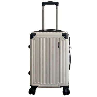 Imagem de Mala de Bordo ABS 10kg 17” a 21” Polegadas Mala de Viagem com Rodinhas 360° Cadeado Código (Branco-20"(10-12KG))