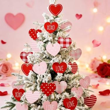 Imagem de 12 peças de enfeites grandes de coração para o dia dos namorados – Decorações de pendurar fofas para casa, escritório, casamento, jantar e mesa/presentes de parede/porta