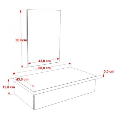 Imagem de Bancada Para Banheiro 80cm Com Cuba Folha F44 E Espelheira 801w Metrópole Compace