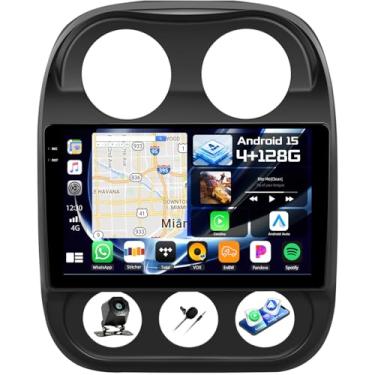 Imagem de [4 + 128 GB] Estéreo automotivo Android 15 para Jeep Patriot Compass 2010 2011 2012 2013 2014 2015 2016 com tela CarPlay Android Auto, rádio veicular com tela de 10,1 polegadas com Bluetooth GPS WiFi
