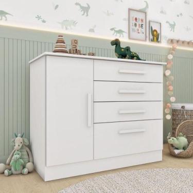 Imagem de Cômoda Infantil 1 Porta 4 Gavetas 104cm Harmonia Espresso Móveis Neve