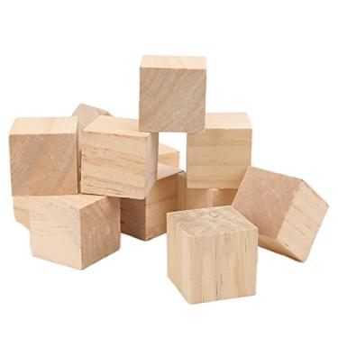 Imagem de Generic 12pçs Cubos Pequenos de Madeira Natural Duráveis ​​para Artesanato, Decoração de Casa Diy, Blocos de Madeira Inacabados para Jogos de Construção, Crianças e Adultos