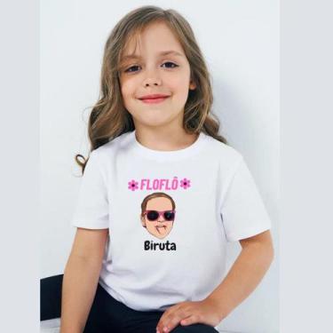Imagem de Camiseta Floflô Biruta Infantil Básica Branca Manga Curta Alta Qualida