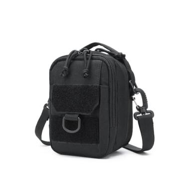 Imagem de MURVE Mochilas táticas Molle para atividades ao ar livre, bolsa de acampamento, cinto, mochila esportiva, corrida, viagem, bolsa de ombro, pochete, Preto, One Size