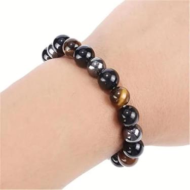 Imagem de Pulseira de atração de dinheiro feminina masculina pedra natural olho de tigre feita à mão joias com contas elásticas riqueza energia cristal cura ioga meditação amizade presente de Natal, Medium