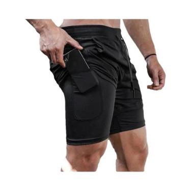 Imagem de Shorts de Corrida de Compressão 2 em 1 Masculino - Ideal para Academia