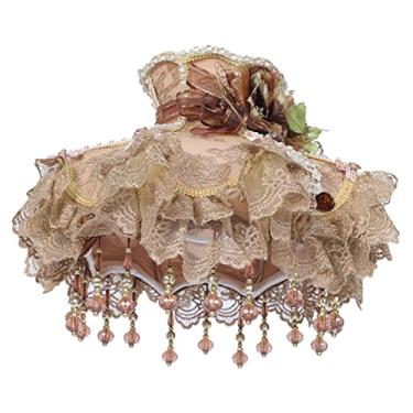 Imagem de Abajur de corte Decoração para casa Decoração retrô Acessórios de mesa Abajur vitoriano Abajur vintage Substituição Abajur de mesa Abajur estilo europeu Abajur de pano Renda Capa de abajur