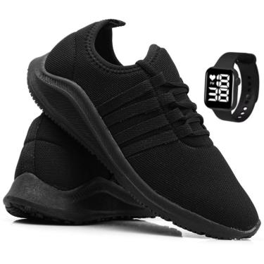 Imagem de Kit Tênis Academia Esporte Corrida Caminhada Treino Musculação Adulto Leve Macio Confortavel+Relógio-Unissex