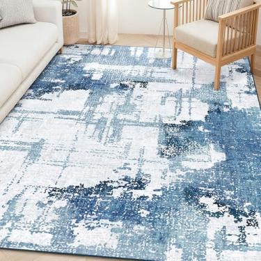 Imagem de Castage Tapetes de área 12 x 18 cm, azul, lavável, para sala de estar, quarto, grande, moderno, abstrato, antiderrapante, para escritório, sala de jantar, casa de fazenda