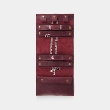 Imagem de INCARNE Rolo organizador de joias de viagem - caixa organizadora de joias de viagem - Estojo de joias para colares, anéis, pulseiras, brincos - Suporte de caixa de joias masculino e feminino, couro