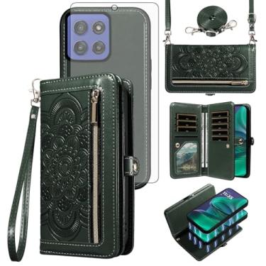 Imagem de Asuwish Capa de celular para Motorola Moto G Stylus 5G 2025 com zíper carteira destacável com protetor de tela de vidro temperado alça de pulso porta-cartão de flores GStylus G5 XT2517-1 mulheres