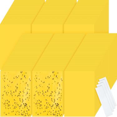 Imagem de Qualirey Armadilhas adesivas amarelas de 15 x 20 cm para plantas, armadilha adesiva dupla face para mosquitos com laços torcidos, armadilhas adesivas para plantas, frutas, moscas, amarelas, para