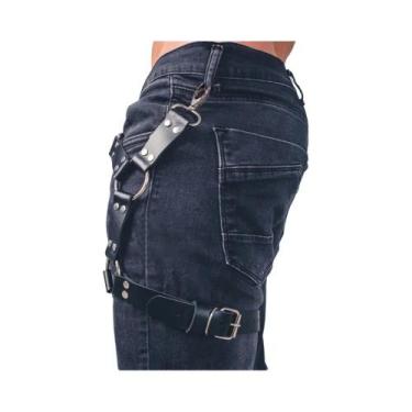 Imagem de Cinto De Suspensório Unissex Em Couro PU Estilo Punk Para Calças Jeans