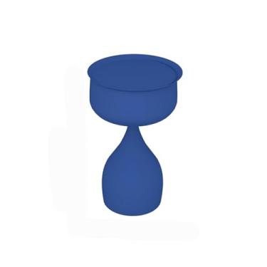 Imagem de Mesa lateral moderna, mesa lateral redonda removível de metal para sala de estar, quarto, cafeteria, pequena mesa redonda simples (azul)