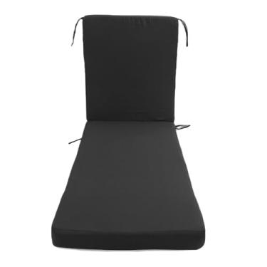 Imagem de Aramox Almofada para Espreguiçadeira, Espuma de Alta Densidade Com Tecido de Poliéster de Secagem Rápida e Capa Removível de Design Com Zíper e Gravatas para Pátio Externo, Piscina de (BLACK)