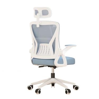Imagem de Cadeira de mesa ajustável com encosto alto e encosto de cabeça ajustável, malha ergonômica para escritório, jogos de computador giratórios, para homens e mulheres (azul)