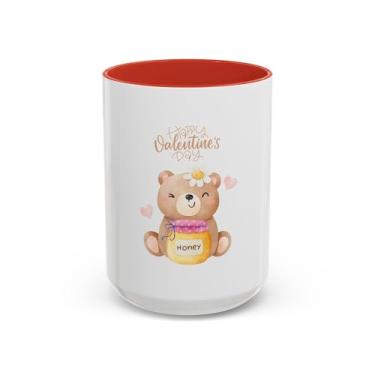 Imagem de Caneca de urso feliz dia dos namorados – copo de café com detalhe de pote de mel fofo
