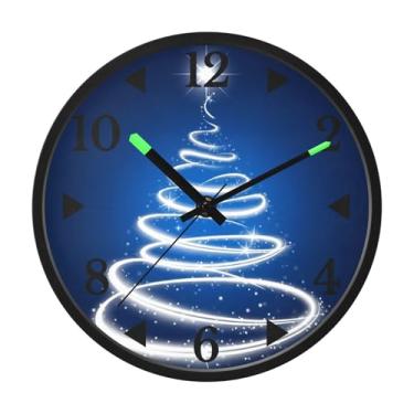 Imagem de STAYTOP Relógio de parede LED de árvore de Natal brilhante para quarto com brilho noturno, relógios de parede com iluminação silenciosa de 30 cm para decoração de sala de estar, controle de som