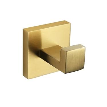 Imagem de Acessórios de banheiro escovados dourados ferragem barra de toalha suporte de papel higiênico toalheiro gancho saboneteira escova de vaso sanitário, 1 gancho