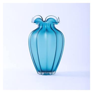 Imagem de Vasos de flores secas, modernos, modernos, simples e transparentes, de vidro fosco, ornamentos, varanda, armário, sala de estar, vasos de flores decorativos, peças centrais (grande)