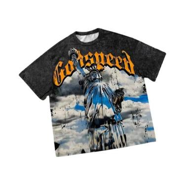 Imagem de Camiseta Masculina Casual De Verão 2025 Com Estampa 3D De Anjo, Respir