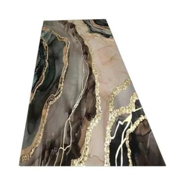 Imagem de Tapete Boho Vintage Com Listras Florais Em Tom De Laranja E Verde Para