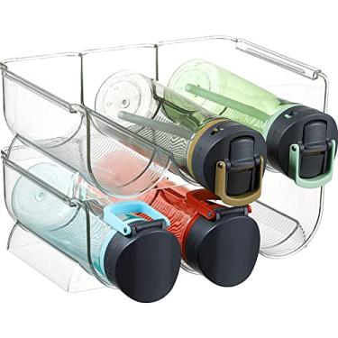 Imagem de 2 Pacote de Suportes para Garrafas Água Plásticos Empilháveis - Recipientes Armazenamento Armário Cozinha e Geladeira Organizador Vinho Bebidas Organi