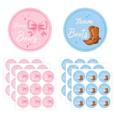 Imagem de 54 adesivos de revelação de gênero, adesivos redondos para meninos ou meninas de 4,97 cm, etiquetas azuis e rosa para chá de bebê, para embrulho de presente, ideias de envelopes, jogos, lembrancinhas