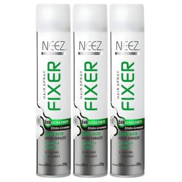 Imagem de Kit 3 Spray Fixador De Cabelo Profissional Neez Laque Extra Forte Efei