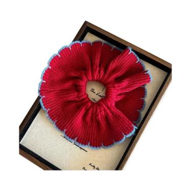 Imagem de Scrunchie Grande De Lã Tricotada Multicolorido Para Mulheres, Estilo Ú