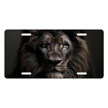 Imagem de Muishi Placa decorativa de leão preto legal, etiqueta de toucador, placa de licença de metal, placa de licença de alumínio novidade decoração de casa para homens/mulheres/meninos/meninas 15 x 12