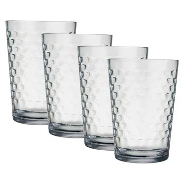 Imagem de Jogo de Copos de Vidro Montana c/ 4 Unidades Quadriculado 210ML Elegante Dia a Dia