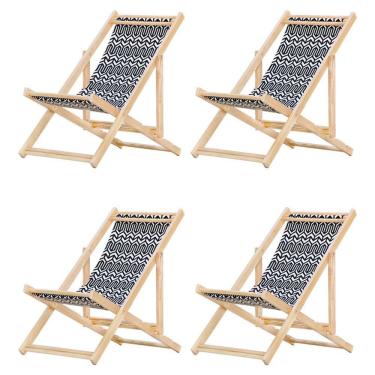 Imagem de Kit 4 Cadeira Espreguiçadeira Dobrável S-b-retro