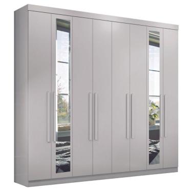 Imagem de Guarda Roupa Casal Com Espelho 8 Portas Girona Branco