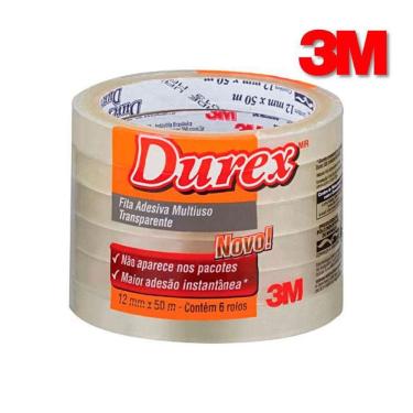 Imagem de Fita Adesiva Durex Transparente 12 mm x 50 m 6 rolos
