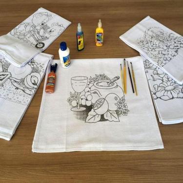 Imagem de Pano De Prato Lomaer Sacaria Estampado Tradicional 12 Unidades Branco