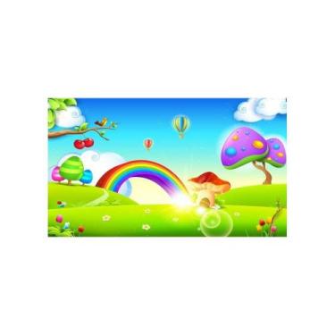 Imagem de Painel Em Tecido Sublimado Jardim Encantado Arco Iris - Fabrika de Fes